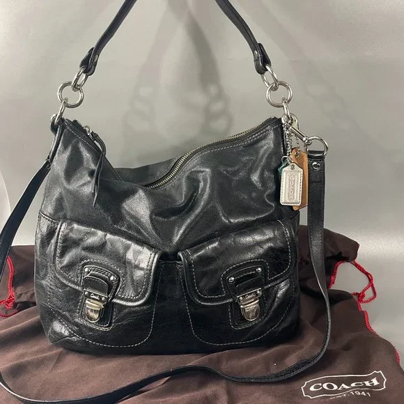 Coachバッグ Coach | Bags | Coach 9768 Black Poppy Leather Swingpack Hobo